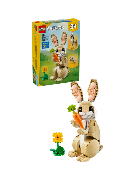 LEGO Creator 3in1 Cute Bunny Toy, Animal Figure Set 31162, Multi