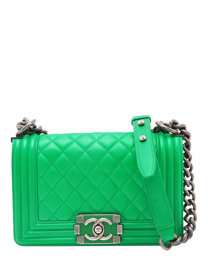 Pre-loved CHANEL 2014-2015 Boy Leather Small Shoulder Bag, Green