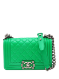 Pre-loved CHANEL 2014-2015 Boy Leather Small Shoulder Bag, Green