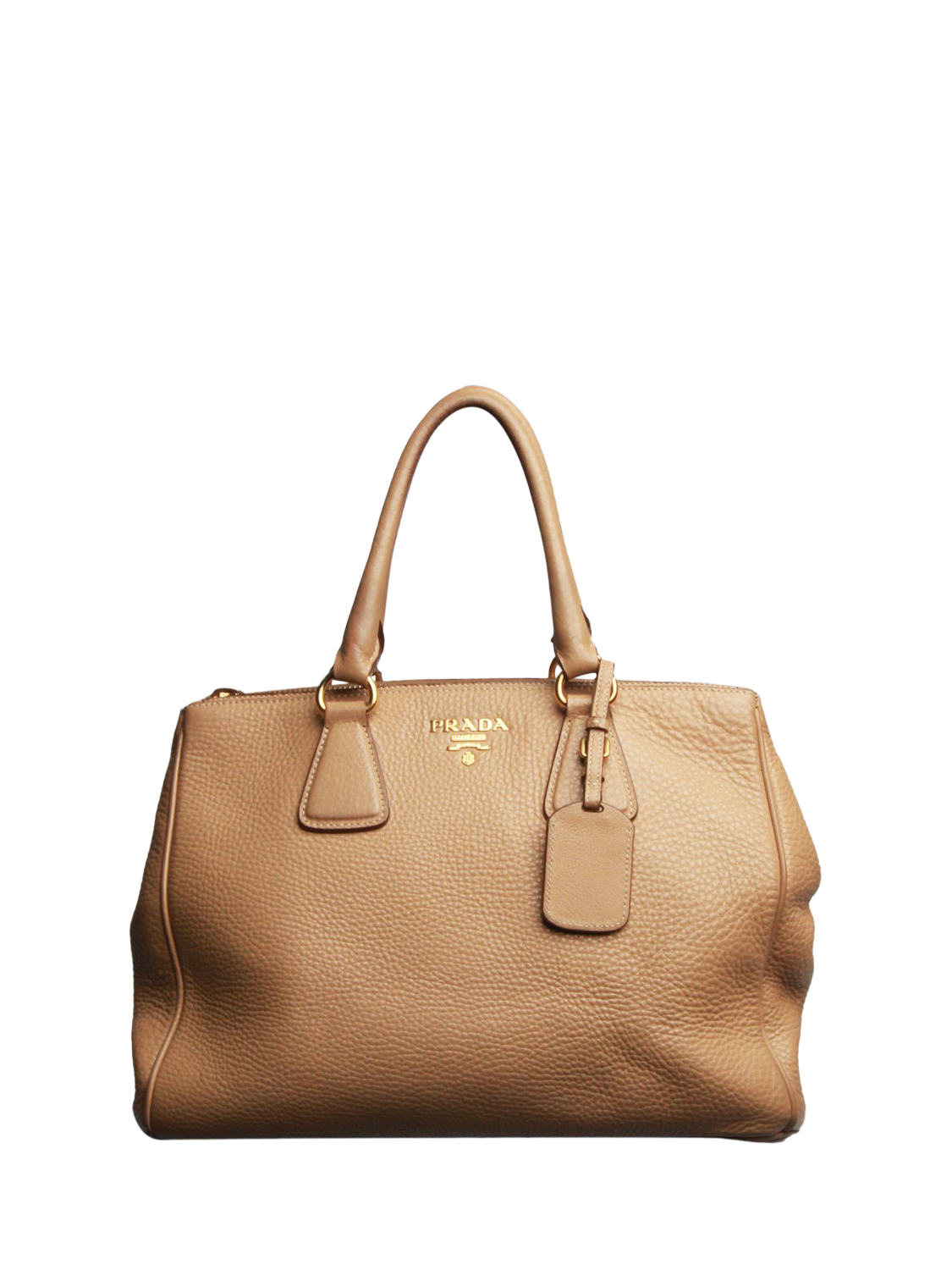 Pre loved Prada Leather Top Handle Grab Bag Tan