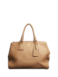 Pre-loved Prada Leather Top Handle Grab Bag, Tan