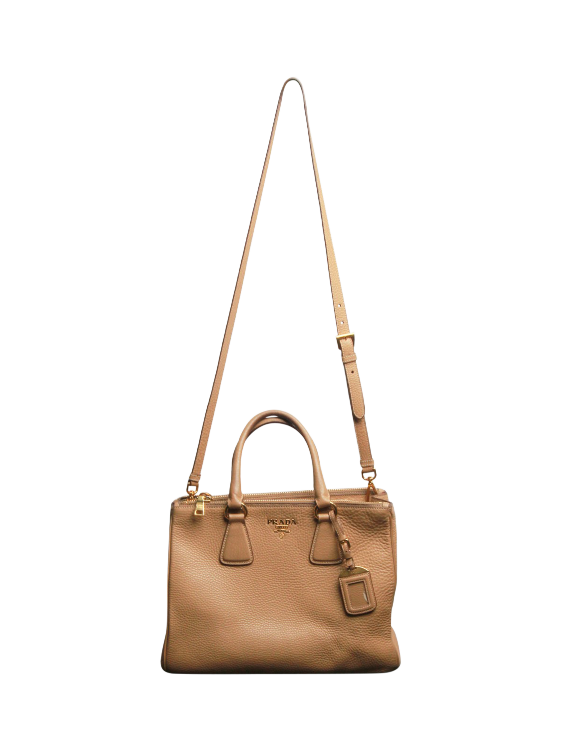 Pre loved Prada Leather Top Handle Grab Bag Tan