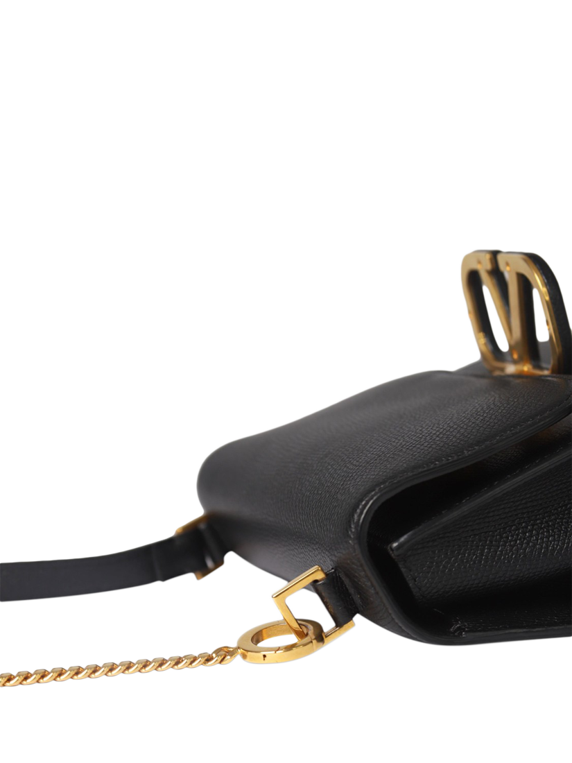 Product image 8 of 10, which shows Pre-loved Valentino VSling Leather Shoulder Bag, Black