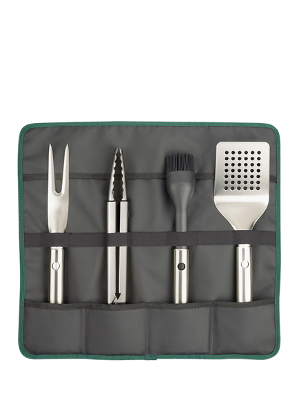 Joseph Joseph GrillOut BBQ Utensils with Retractable Heads & Storage Case Set, 4 Piece - view 2, Stainless Steel