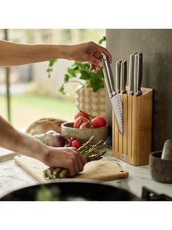 Joseph Joseph Elevate Filled Slim Bamboo Knife Block & 5 Stainless Steel Knives - view 2, Bamboo