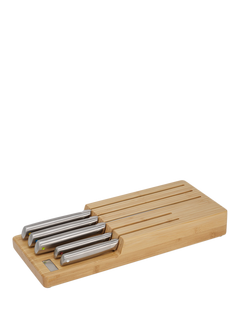 Joseph Joseph Elevate Kitchen Drawer Filled Bamboo Knife Store with 5 Knives