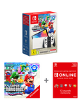 Nintendo Switch OLED 64GB Console with Joy-Con, White, with Super Mario Bros. Wonder & 12-Month Nintendo Switch Online Individual Membership