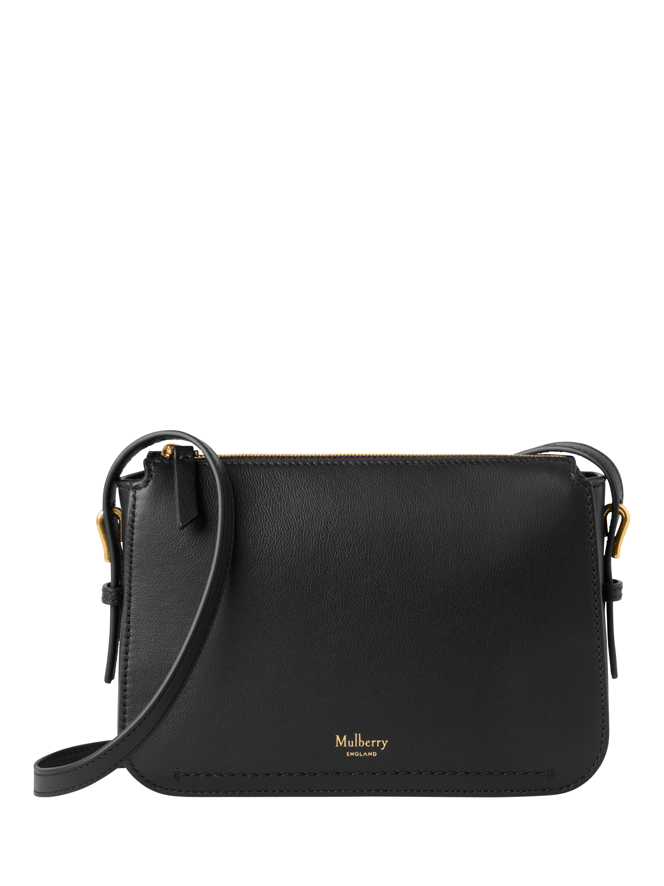 Product image 1 of 5, which shows Mulberry Clovelly Micro Classic Grain Leather Pouch, Black