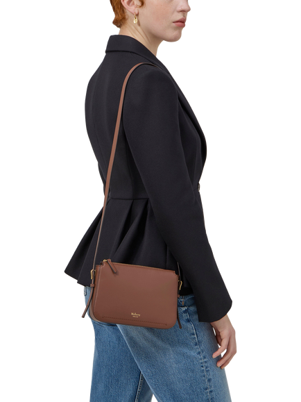 Mulberry Clovelly Micro Classic Grain Leather Pouch - view 2, Bright Oak