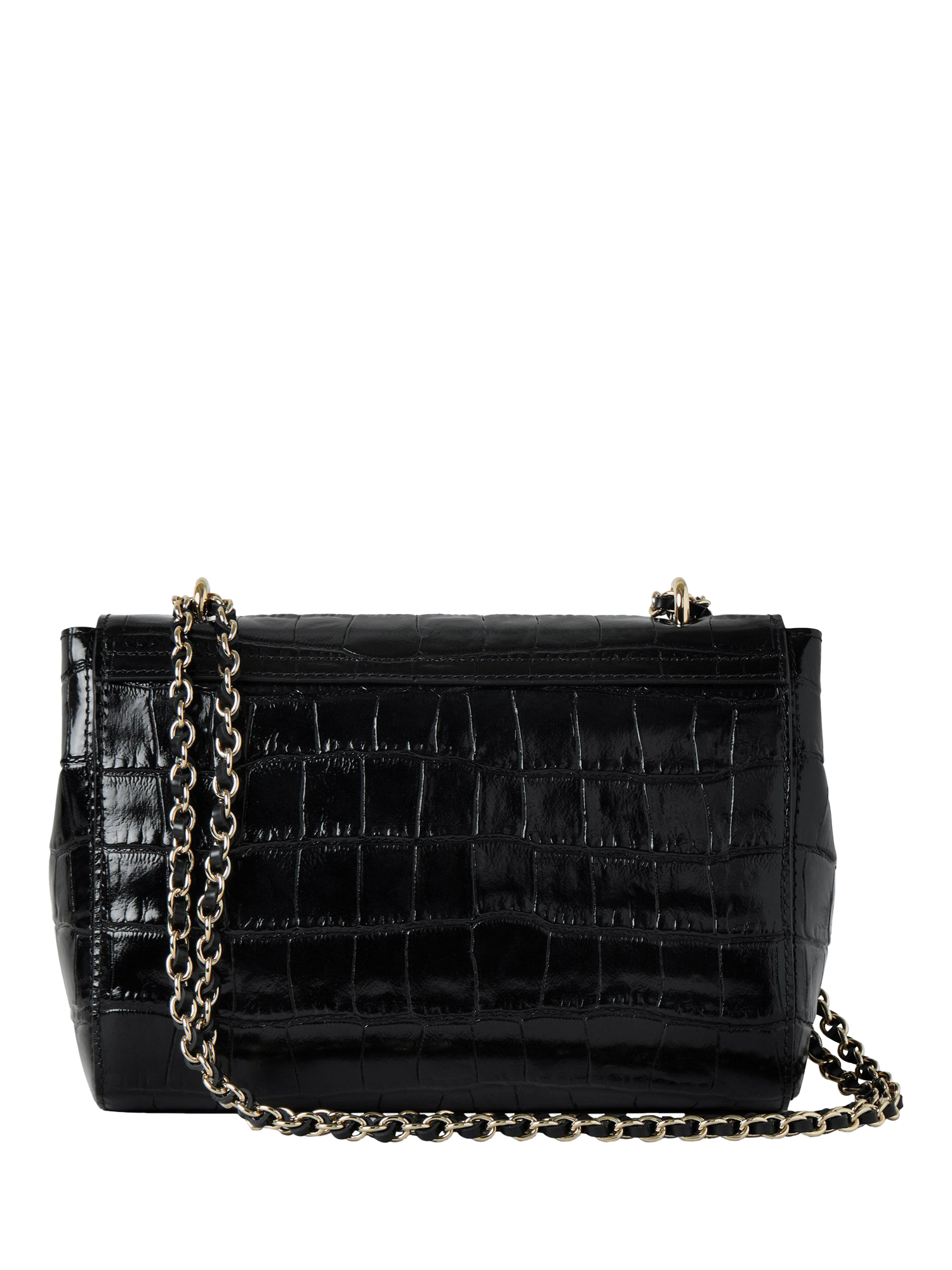 Product image 3 of 6, which shows Mulberry Lily Shiny Small Croc Leather Shoulder Bag, Black