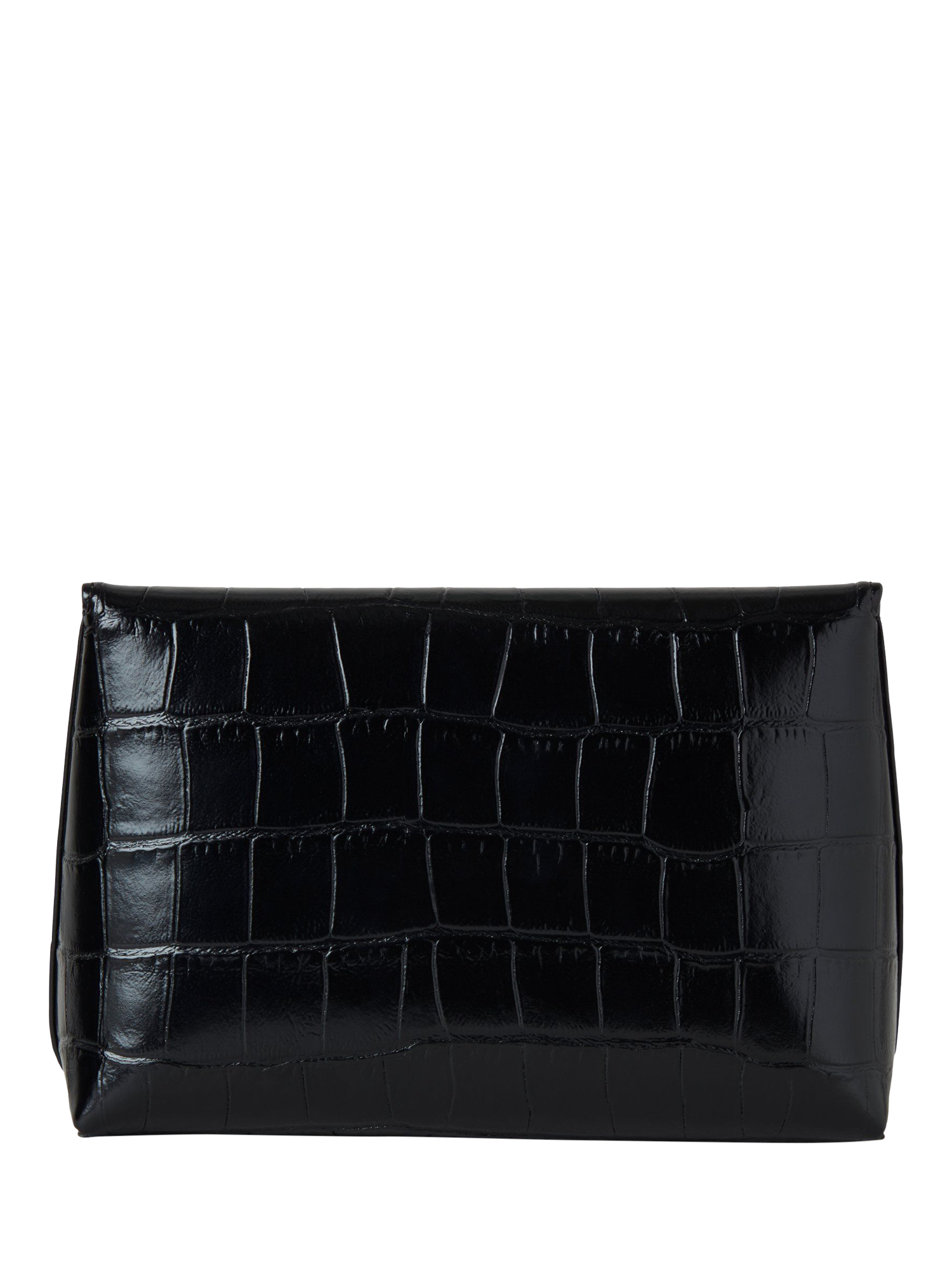 Product image 2 of 4, which shows Muberry Darley Shiny Small Croc Leather Cosmetic Pouch, Black