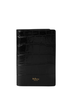 Mulberry Shiny Croc Effect Leather Passport Cover, Black