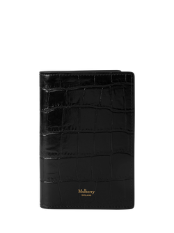 Mulberry Shiny Croc Effect Leather Passport Cover, Black