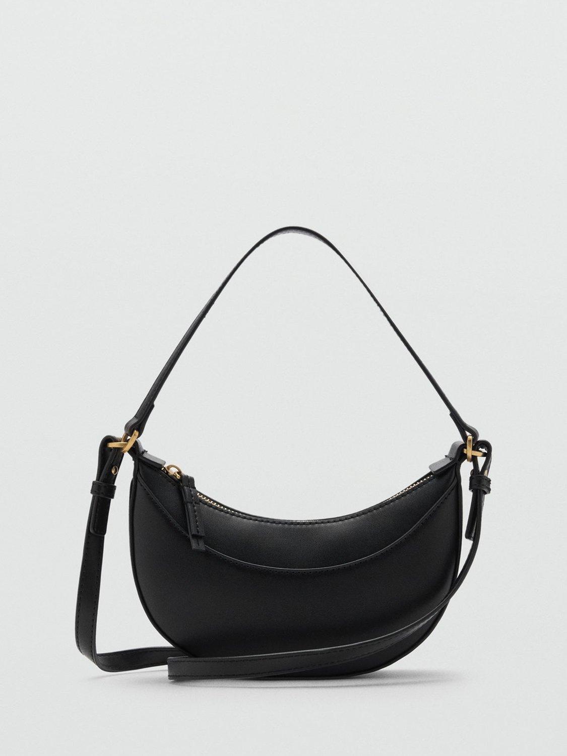 Mango Lago Crescent Shoulder Bag, Black