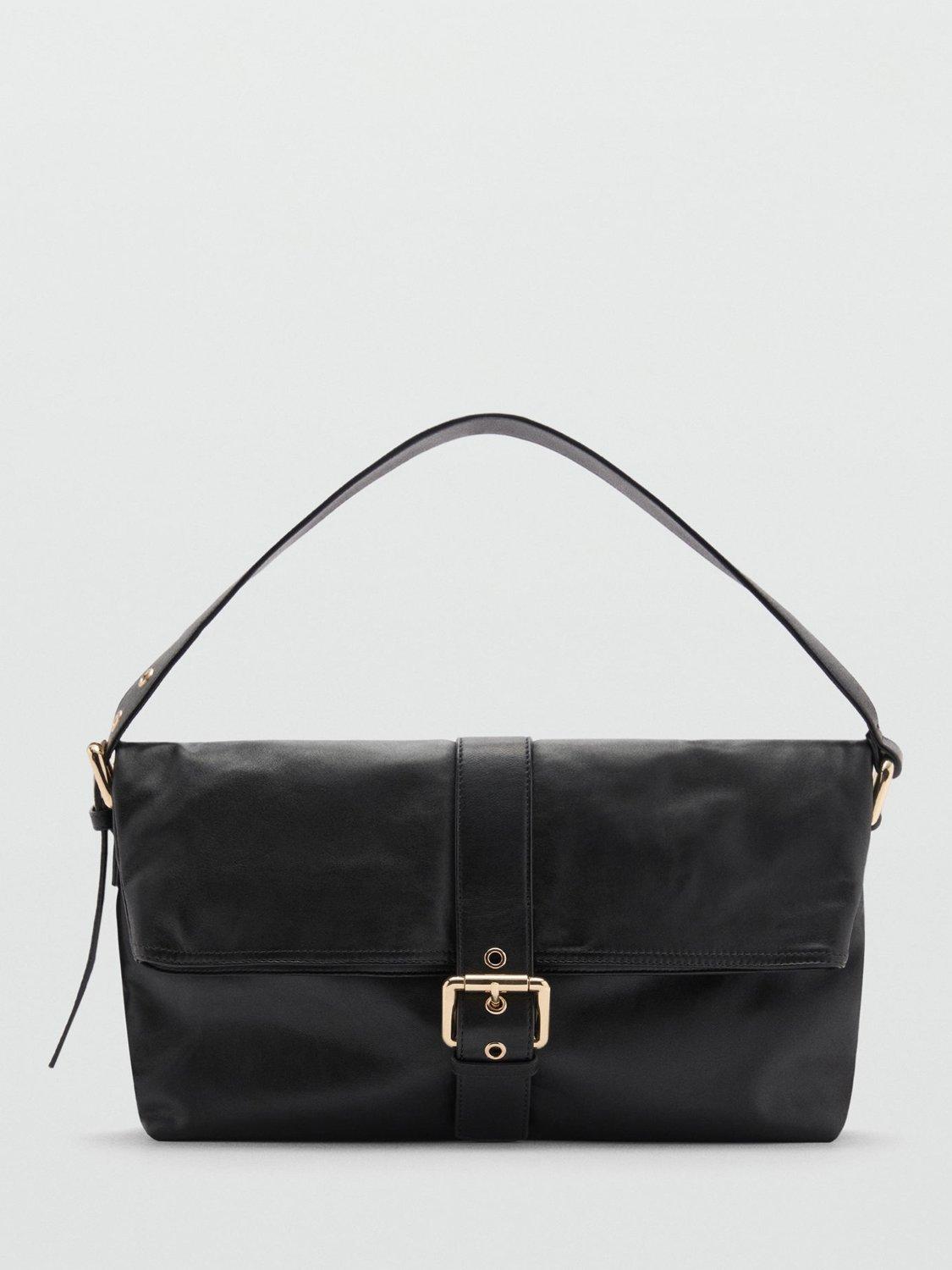 Mango Zoe Leather Bag, Black