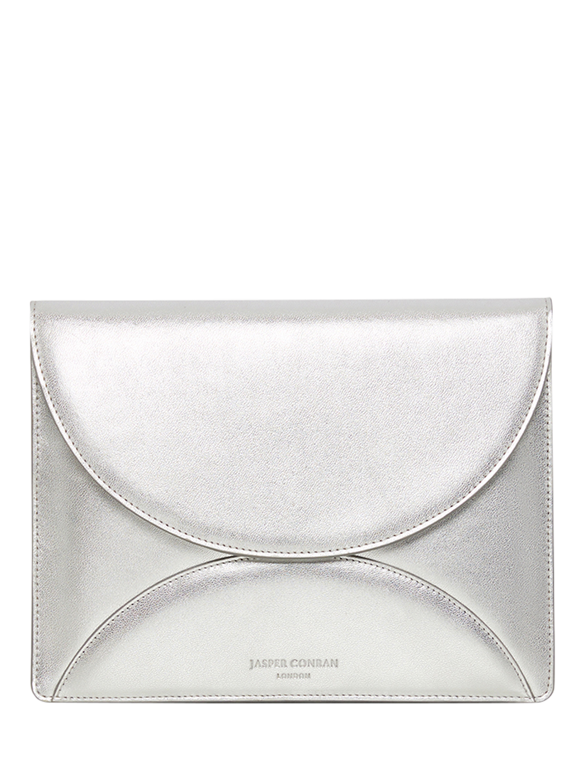 Jasper Conran London Gabriella Leather Clutch Bag Silver