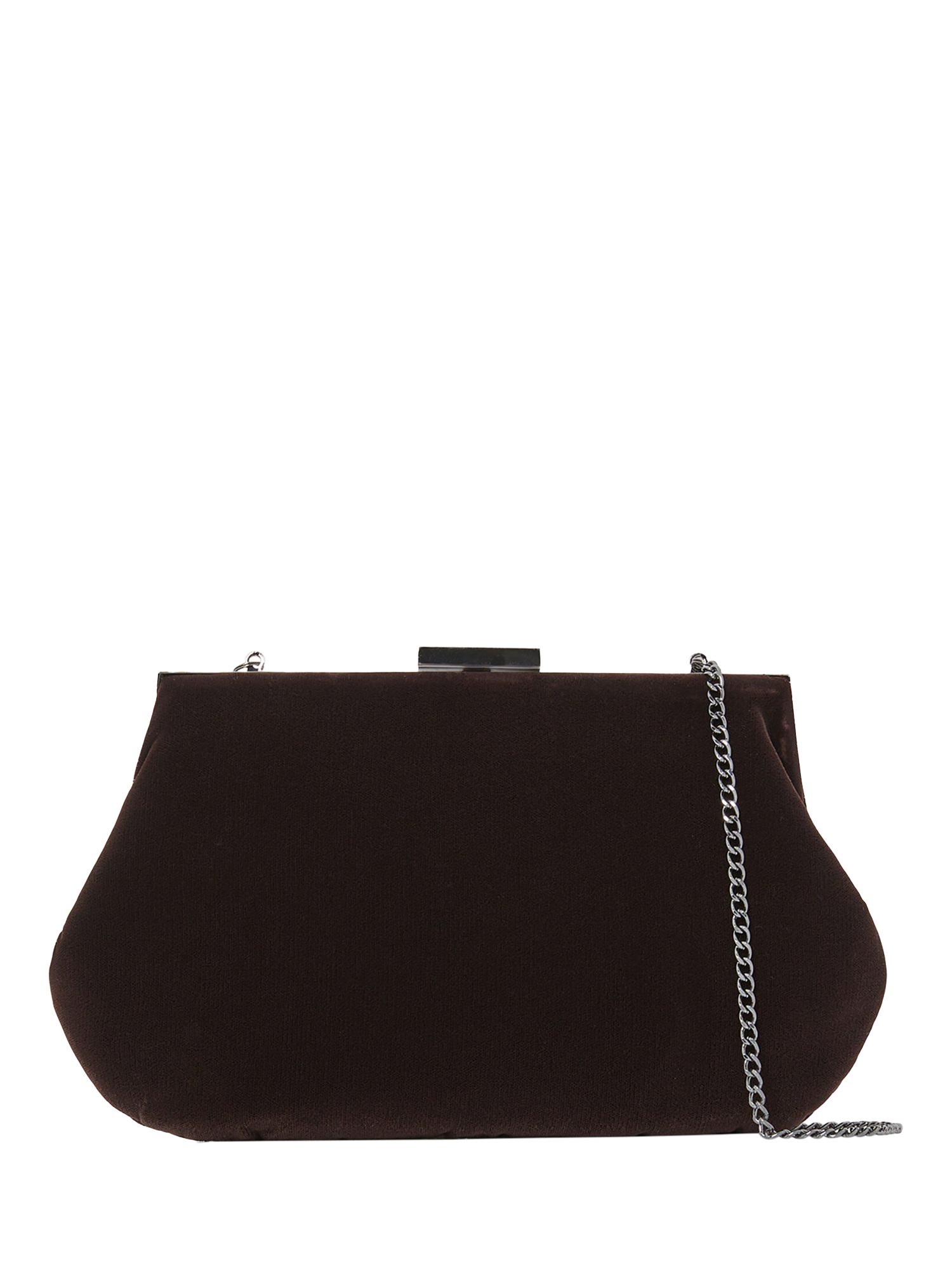 Product image 2 of 5, which shows Jasper Conran London Gaby Velvet Clutch Bag, Chocolate