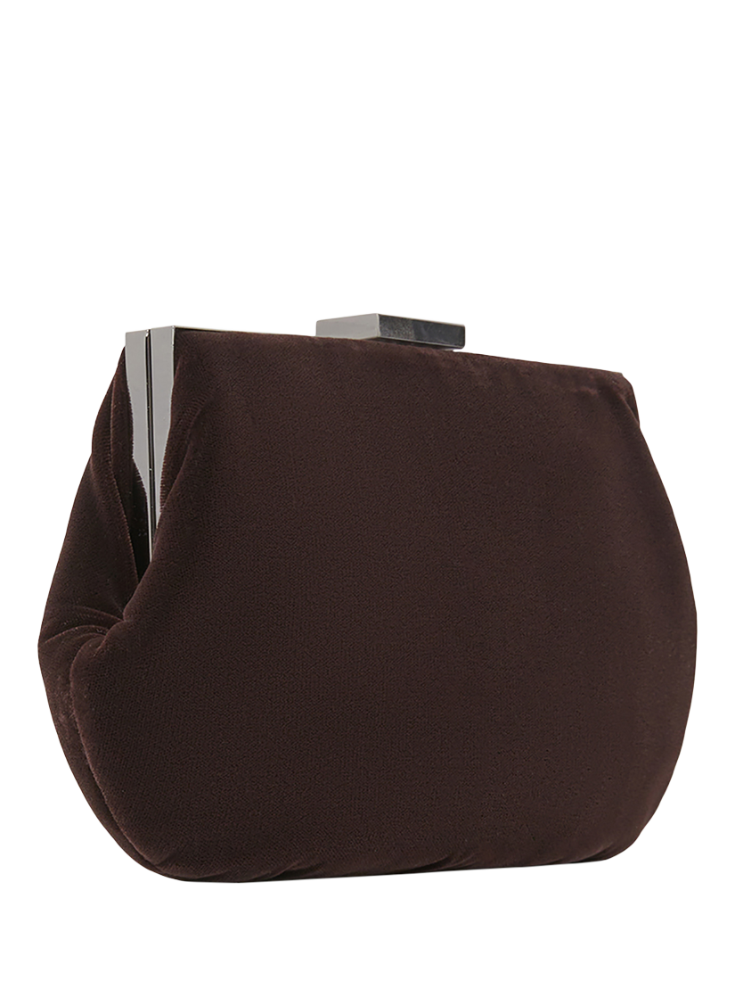 Product image 3 of 5, which shows Jasper Conran London Gaby Velvet Clutch Bag, Chocolate