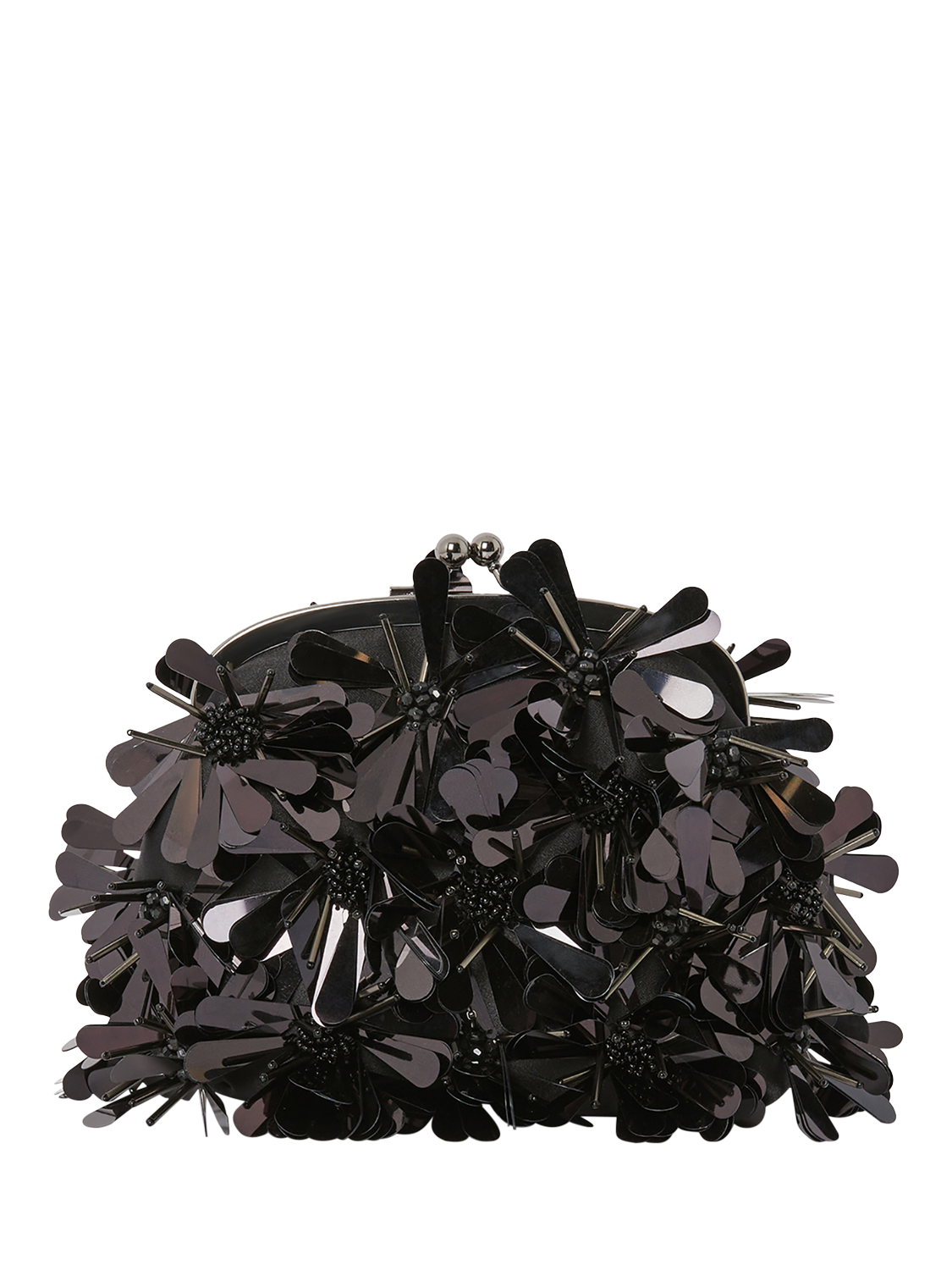 Product image 1 of 5, which shows Jasper Conran London Giavanna 3D Sequin Flower Clutch Bag, Black