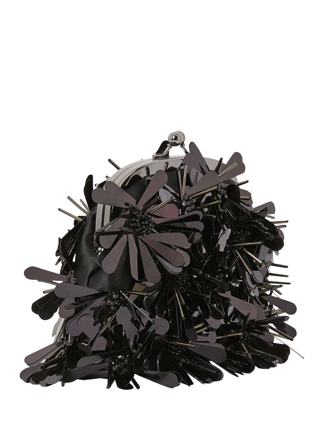 Product image 3 of 5, which shows Jasper Conran London Giavanna 3D Sequin Flower Clutch Bag, Black