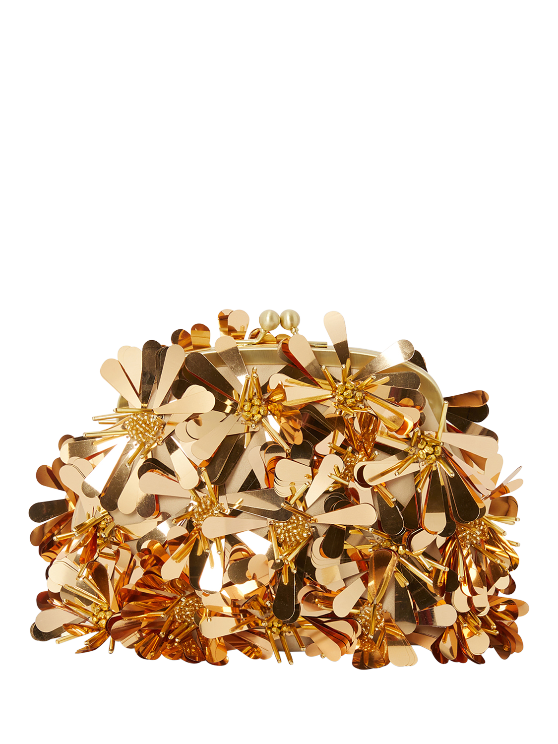 Product image 1 of 5, which shows Jasper Conran London Giavanna 3D Sequin Flower Clutch Bag, Gold