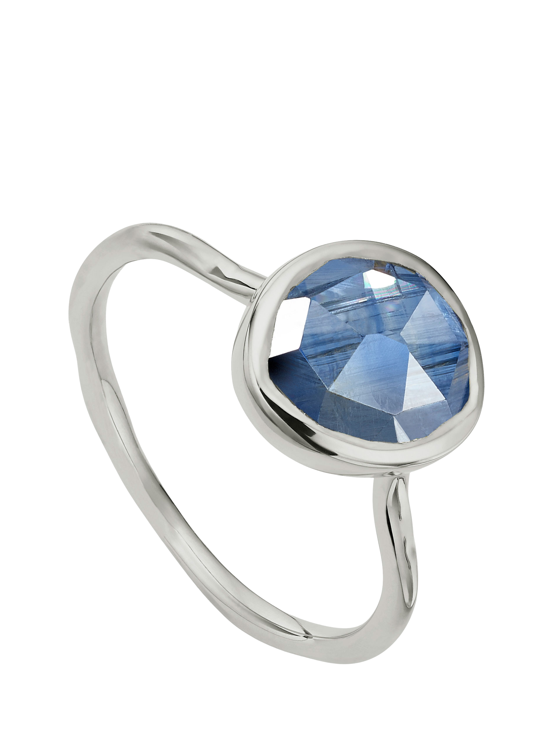Product image 1 of 1, which shows Monica Vinader Siren Kyanite Stacking Ring, Silver/Blue, I
