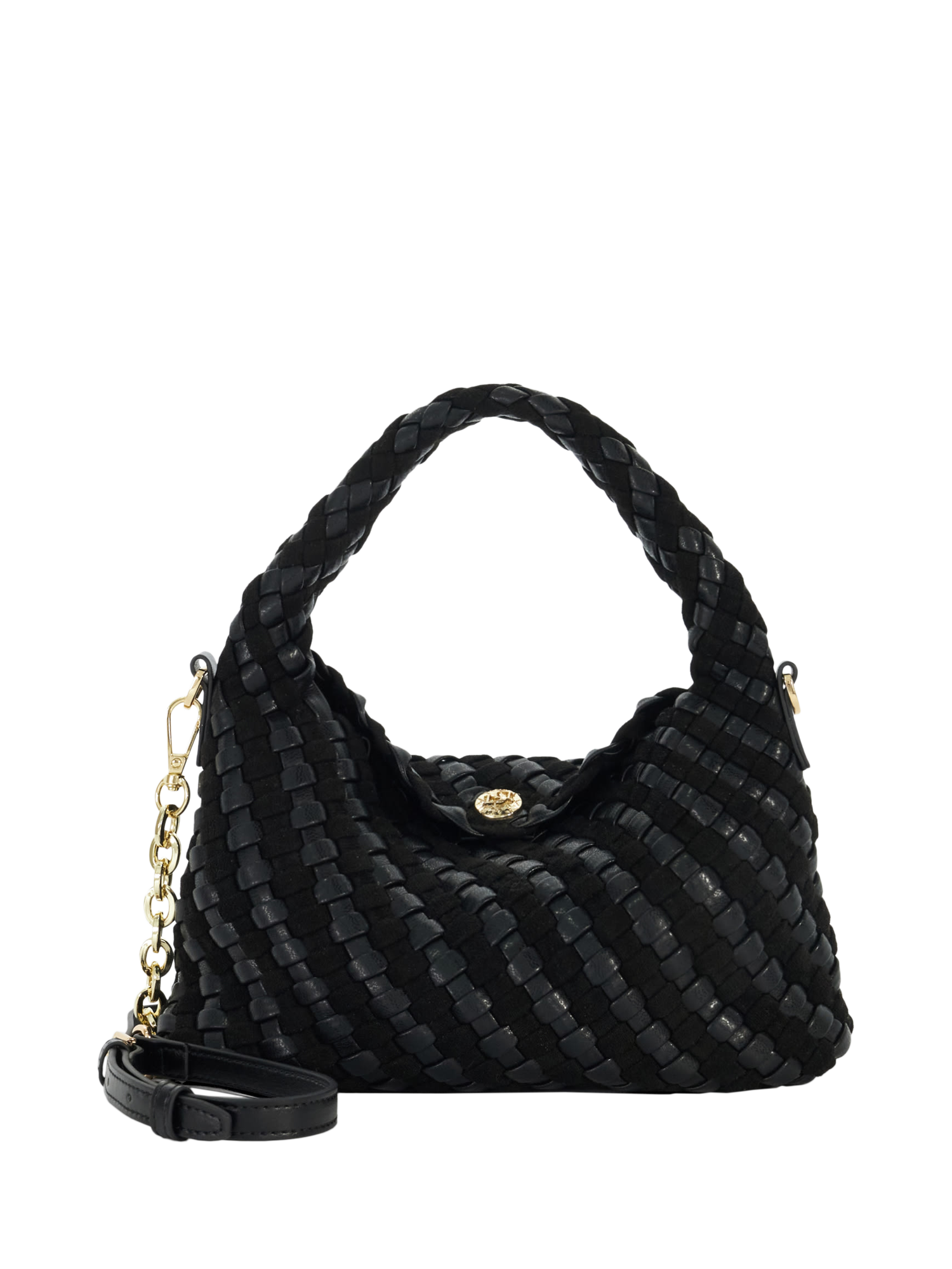 Product image 1 of 4, which shows Dune Dinkydeliberate Woven Shoulder Bag, Black