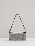 Reiss Francesca Diamante Fringe Shoulder Bag, Silver