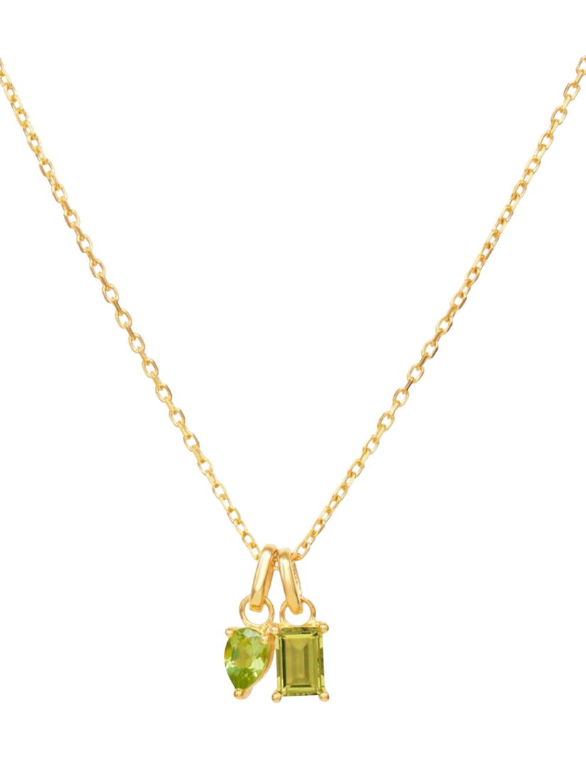 Dinny Hall Peridot and Quartz Duo Pendant Necklace, Gold/Green