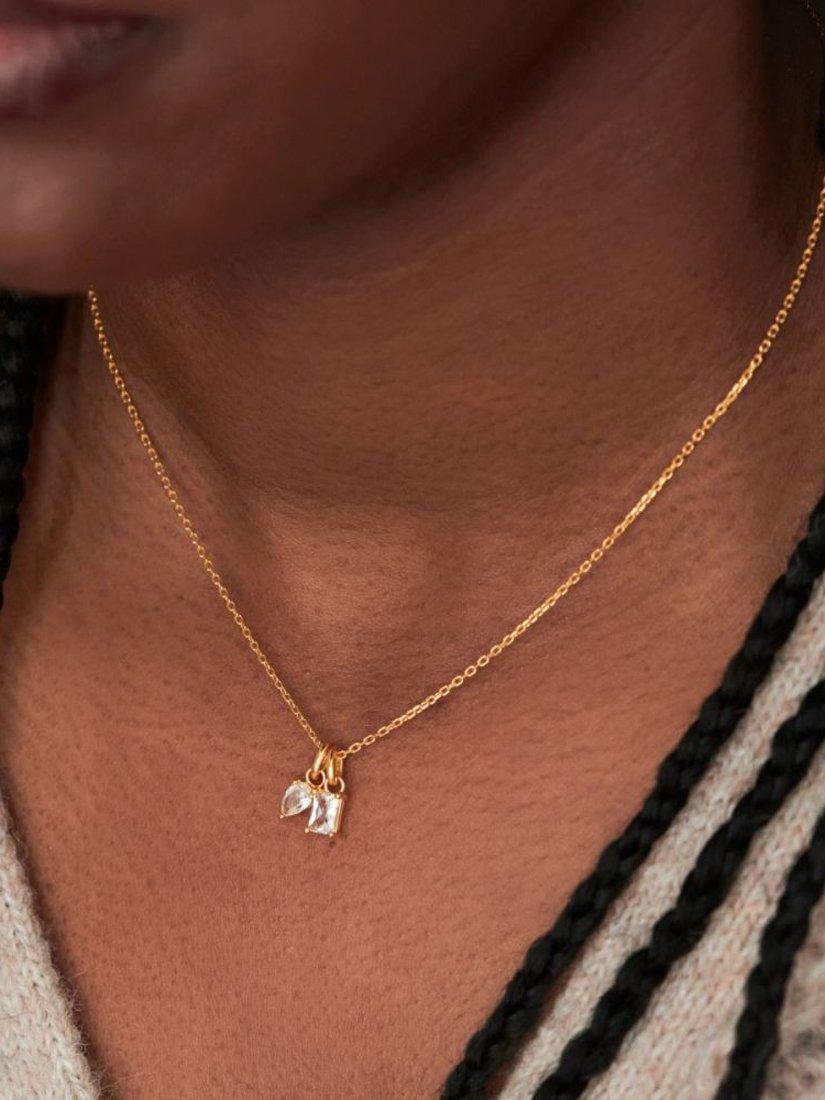 Product image 2 of 4, which shows Dinny Hall Gem Set Duo Pendant, Gold