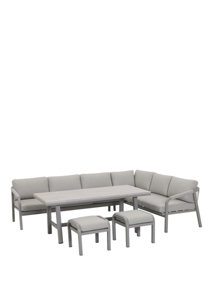 KETTLER Como 6-Seater Corner Garden Lounge & Casual Dining Set, Pebble, Pebble