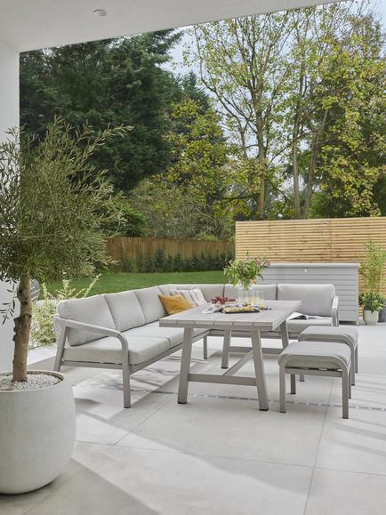 KETTLER Como 6-Seater Corner Garden Lounge & Casual Dining Set, Pebble - view 2, Pebble
