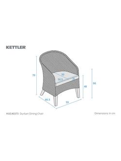 KETTLER Durban 6-Seater Teak Wood Garden Dining Table & Woven Rattan Chairs Set, Grey - view 2, 