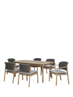 KETTLER Freeport 6-Seater Rectangular Garden Dining Table & Chairs Set, Grey