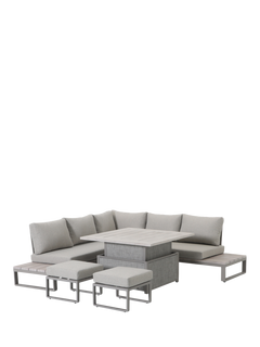 KETTLER Marina 6-Seater Corner Garden Dining/Lounge Set with Height Adjustable Table, Grey