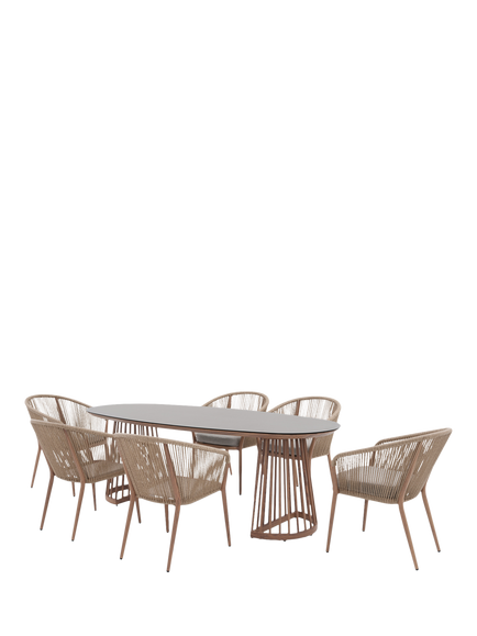 KETTLER Messina 6-Seater Oval Garden Dining Table & Chairs Set, 