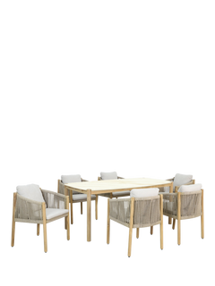 KETTLER Naples 6-Seater Rectangular Garden Dining Table & Chairs Set, Grey