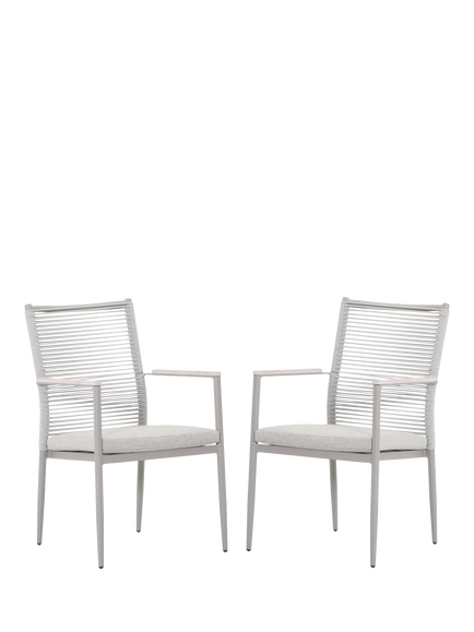 KETTLER Trento Garden Dining Chair, Set of 2, Pebble, Pebble
