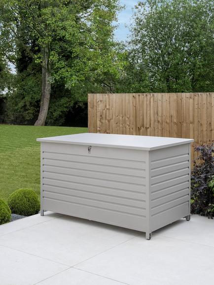 KETTLER Pebble Large Aluminium Garden Storage Box, Grey - view 2, Pebble