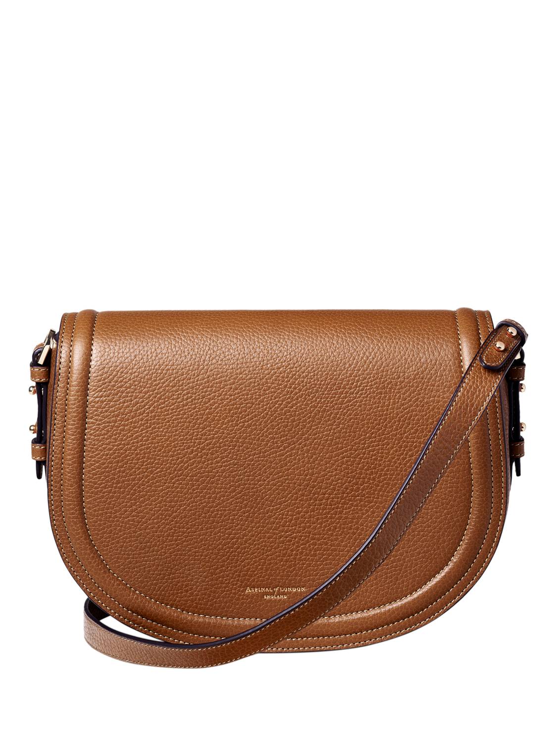 Aspinal of London Stella Leather Satchel Crossbody Bag, Tan