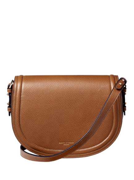 Aspinal of London Stella Leather Satchel Crossbody Bag, Tan, Tan