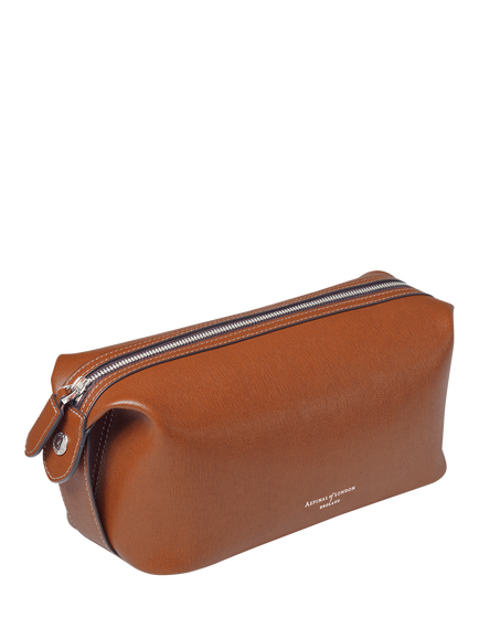 Aspinal of London Leather Reporter Wash Bag, Chestnut
