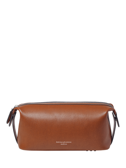 Aspinal of London Leather Reporter Wash Bag - view 2, Chestnut