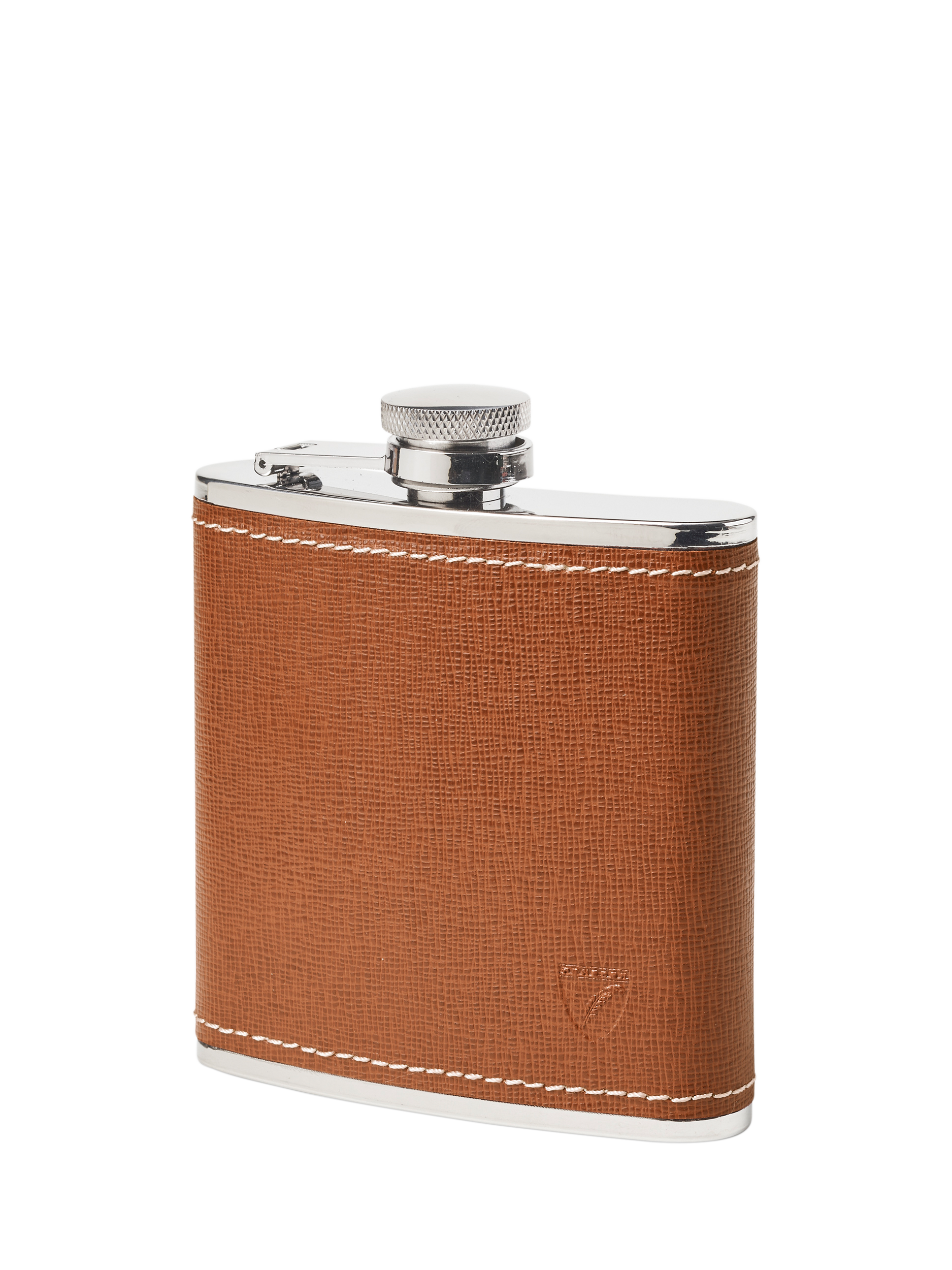Aspinal of London Classic Leather Hip Flask, 5oz, Chestnut