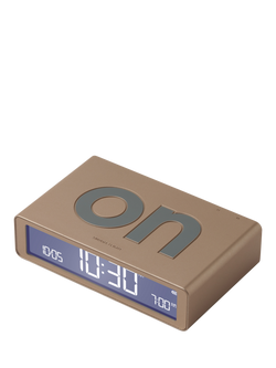 Lexon Flip Classic LCD Digital Alarm Clock, Brushed Gold - view 2, Brushed Gold