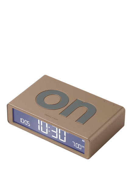 Lexon Flip Classic LCD Digital Alarm Clock, Brushed Gold - view 2, Brushed Gold