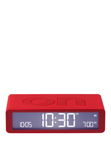 Lexon Flip Classic LCD Digital Alarm Clock, Red, Red