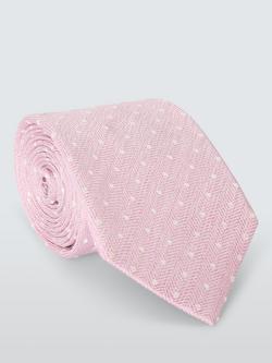 John Lewis Silk Herringbone Spot Tie, Pink