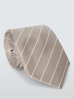 John Lewis Silk Herringbone Stripe Tie, Champagne, Champagne