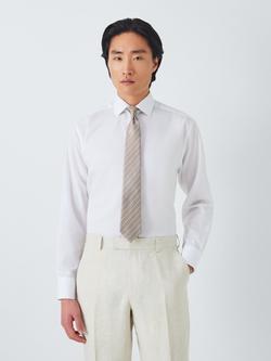 John Lewis Silk Herringbone Stripe Tie, Champagne - view 2, Champagne